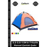 Carlburn #çadır Su Geçirmez Geniş Konforlu Kaliteli Lüks Aile Tipi 2.2-2.5-1.5m 6-7 Kişilik Manuel Çantalı Çadır - Çok Renkli