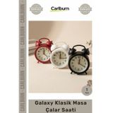 Carlburn #ÇalarSaat Sessiz Akar Saniye İkiz Çan Tasarımı 85 cm Pilli Şık Galaxy Klasik Masa Çalar Saati