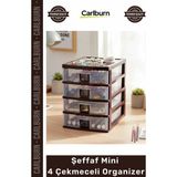 Carlburn #çekmece Pratik Ev Ofis Masaüstü Şeffaf Depolama Çekmeceli Organizer Mini 4 Çekmeceli Organizer - Çok Renkli - Tek Ebat