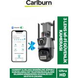 Carlburn Çift Yönlü İletişim Hareket Algılama Sensörü H.265 Video Gece Görüşü 3 Lens Wi-Fi Güvenlik Kamerası