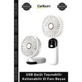 Carlburn #elfanı Dijital Ekranlı Sessiz Güçlü Motor Masaüstü USB Şarjlı Taşınabilir Katlanabilir El Fanı