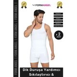 Carlburn #erkekkorse Dik Duruş Vücut Bel Göğüs Toparlayıcı Göbek Sıkılaştırıcı Erkek Korse Atlet - 2 Adet - 2XL