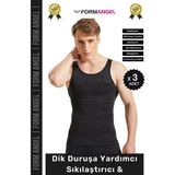 Carlburn #erkekkorse Dik Duruş Vücut Bel Göğüs Toparlayıcı Göbek Sıkılaştırıcı Erkek Korse Atlet - 3 Adet - XL