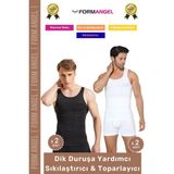 Carlburn #erkekkorse Dik Duruş Vücut Bel Göğüs Toparlayıcı Göbek Sıkılaştırıcı Erkek Korse Atlet 4'lü Set - 2XL
