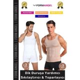 Carlburn #erkekkorse Dik Duruş Vücut Bel Göğüs Toparlayıcı Göbek Sıkılaştırıcı Erkek Korse Atlet 6'lı Set - M