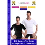 Carlburn #erkekkorse Dik Duruş Vücut Bel Göğüs Toparlayıcı Göbek Sıkılaştırıcı Kısa Kol Korse Atlet 6'lı Set - M