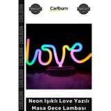 Carlburn #GeceLambası Dekoratif Led Tasarım USB Pilli Romantik Hediye Neon Işıklı Love Yazılı Masa Gece Lamba