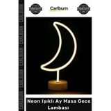 Carlburn #GeceLambası Dekoratif Modern Şık Led Aydınlatma Hediye Neon Işıklı Ay Masa Gece Lambası Pil+Usb