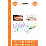 Carlburn #hacamat Profesyonel Terapi Masaj Selülit Giderici Set 12 Parça Vakumlu Hacamat Kupa Çkme Seti - Tek Ebat