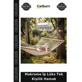 Carlburn #Hamak Ahşap Çıtalı Sağlam 150 kg Taşıma Kapasiteli Bahçe Makrome İp Lüks Tek Kişilik Hamak
