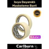 Carlburn Isıya Dayanıklı Krep Kağıt Kolay Sökülebilen Kağıt 25MT Maskeleme Boya Badana Bandı - 10 Adet