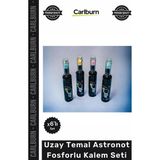 Carlburn #kalem Özel Üretim Yüksek Kalite 6 Renk Parlak Uzay Temalı Ders Çalışma Astronot Fosforlu Kalem Seti - Çok Renkli