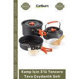 Carlburn #kampseti Katlanabilir Alüminyum Isı Iletkenliği Yüksek Profesyonel Outdoor Piknik Kamp Için 3'lü Tencere Tava Çaydanlık Seti - Çok Renkli - Tek Ebat