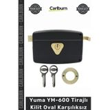 Carlburn #Kilit 70mm Silindirli Güçlü Emniyet Kilidi YM600 Kilit Yuma Tirajlı Kilit Oval Karşılıksız Siyah