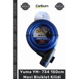 Carlburn #Kilit Çelik Halat Zırhlı Güvenli Dayanıklı 12mm Kalınlık YM 734 150cm Mavi Bisiklet Kilidi