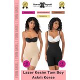 Carlburn #korse 2 Beden Küçülten Sıkılaştırıcı Kaymaz Kadın Lazer Kesim Tam Boy Askılı Korse 4'lü Set - S/M