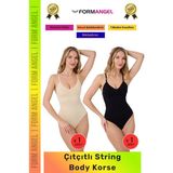 Carlburn #korse Iz Bırakmayan Kaymaz Seamless Toparlayıcı Dikişsiz Kadın Çıtçıtlı String Body Korse 2'li Set - S/M