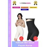 Carlburn #korse Lazer Kesim Iz Göstermez Toparlayıcı Kaymaz Kadın Yüksek Bel Uzun Paçalı Korse 2'li Set - L/XL