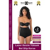 Carlburn #korse Toparlayıcı Kaymaz 2 Beden Küçülten Kadın Lazer Kesim Yüksek Bel Slip Korse - 2 Adet - 4XL