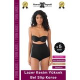 Carlburn #korse Toparlayıcı Kaymaz 2 Beden Küçülten Kadın Lazer Kesim Yüksek Bel Slip Korse - 5 Adet - 6XL
