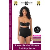 Carlburn #korse Toparlayıcı Kaymaz 2 Beden Küçülten Kadın Lazer Kesim Yüksek Bel Slip Korse - 5 Adet - L-XL