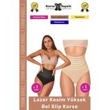 Carlburn #korse Vücut Şekillendirici Karın Bel Toparlayıcı Lazer Kesim Yüksek Bel Slip Korse 2'li Set - L/XL
