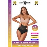 Carlburn #korse Vücut Şekillendirici Karın Bel Toparlayıcı Lazer Kesim Yüksek Bel Slip Korse - 4 Adet - 2XL/3XL