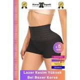 Carlburn #korse Vücut Toparlayıcı Şekillendirici Kaymaz Doku Lazer Kesim Yüksek Bel Boxer Korse - 5 Adet - L/XL