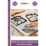Carlburn #koruyucu Yağ Leke Önleyici Gaz Ocağı Koruma Dayanıklı Hijyenik Ocak Koruyucu 5'li Alüminyum Ped Set
