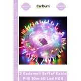 Carlburn #LedIşık Dekoratif Yılbaşı Aydınlatma Renkli Işık 2 Kademeli Şeffaf Kablo Pilli 10m 60 Led RGB