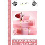Carlburn #makyajseti Premium Sıvı Krem Allık Dudak Yanak Lip And Cheek Suya Dayanıklı Makyaj 3'lü Set - Çok Renkli