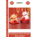 Carlburn #ManekiNeko Japon Kültürü Maneki Neko Bereket El Sallayan Solar Panelli Dekoratif Şans Kedisi