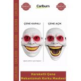 Carlburn #Maske Gerçekçi Ürkütücü Halloween Kostüm Sahne Hareketli Çene Mekanizmalı Kırmızı Korku Maskesi