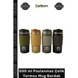Carlburn #mug Sızdırmaz Kapak Silikon Kılıf Isı Korumalı Kupa 500 ml Paslanmaz Çelik Termos Mug Bardak - Çok Renkli