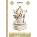 Carlburn #MüzikKutusu Nostaljik Ahşap Dekoratif Hediyelik Kurmalı Hareketli Vintage Atlı Karınca Müzik Kutusu