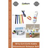 Carlburn #organizer Naylon Siyah Çok Amaçlı Organizer Şık 10'lu Cırt Cırtlı Kablo Düzenleyici Kelepçe Seti - 15CM - Tek Ebat