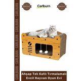 Carlburn #oyunevi Modern Kedi Köpek Yuvası Peluşlu Ahşap Tek Katlı Tırmalamalı Evcil Hayvan Oyun Evi - Tek Ebat - Çok Renkli
