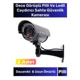 Carlburn Özel Ev Apartman Bahçe İş Yeri Gece Görüşlü Pilli Ledli Caydırıcı Sahte Güvenlik Kamerası 2'li Set