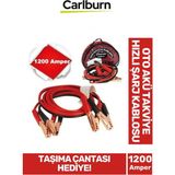 Carlburn Özel Kalın %100 Bakır Kalın Kablo 1200 Amper Taşıma Çantalı Güçlü Oto Akü Takviye Hızlı Şarj Kablosu - Siyah - Kırmızı