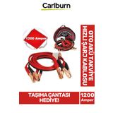Carlburn Özel Kalın Taşıma Çantalı %100 Bakır Kalın Kablo 1200 Amper Güçlü Oto Akü Takviye Hızlı Şarj Kablosu