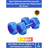 Carlburn Özel Plastik Köşeli Spor Egzersiz Vücut Kas Geliştirme Fitness Ağırlık Mavi 4 kg Dambıl Set - 2 Adet