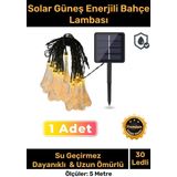 Carlburn Özel Seri Solar Güneş Enerji 30 Ledli Su Damlaları 5 Metre Uzunluğunda Sarı Renkli Bahçe Aydınlatma
