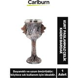 Carlburn Özel Tasarım Dekoratif Şık Hediyelik Sevgili Arkadaş Kurt Paslanmaz Çelik Kadeh Bardak 19*7 cm - Renkli