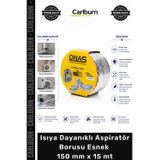 Carlburn Özel Üretim Alüminyum Mutfak Havalandırma Isıya Dayanıklı Aspiratör Borusu Esnek 150 mm x 15 mt