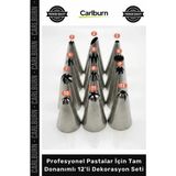 Carlburn Özel Üretim Çelik Pasta Krema Süsleme Profesyonel Pastalar Için Tam Donanımlı 12'li Dekorasyon Seti - Çok Renkli
