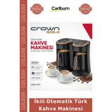 Carlburn Özel Üretim Crown Gold 8 Fincan Közde Pişiren 800W Siyah Gold Ikili Otomatik Türk Kahve Makinesi - Tek Ebat