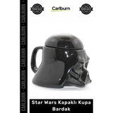 Carlburn Özel Üretim Darth Vader Seramik 3D Kask Formu Parlak Siyah Hediye Star Wars Kapaklı Kupa Bardak - Tek Ebat - Renkli