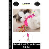 Carlburn Özel Üretim Dayanıklı Interaktif Eğitici Hareketli Avcı Kedi Oyuncağı Balıklı Kedi Oyun Oltası 90 cm - Tek Ebat - Çok Renkli