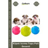 Carlburn Özel Üretim Dayanıklı Kauçuk Eğitici Diş Kaşıma Interaktif Sağlam Köpek Isırma Topu Pati Desenli - Tek Ebat - Çok Renkli