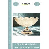 Carlburn Özel Üretim Dekoratif Tasarım Meyvelik Salon Lüks Ayaklı Kristal Cam Gondol Sunumluk Gold Detaylı